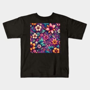 Purple Floral Kids T-Shirt